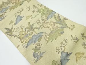 アンティーク　明綴れ樹木風景模様織出し袋帯（材料）